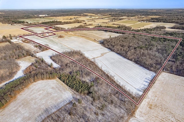 bird's eye view with a rural view