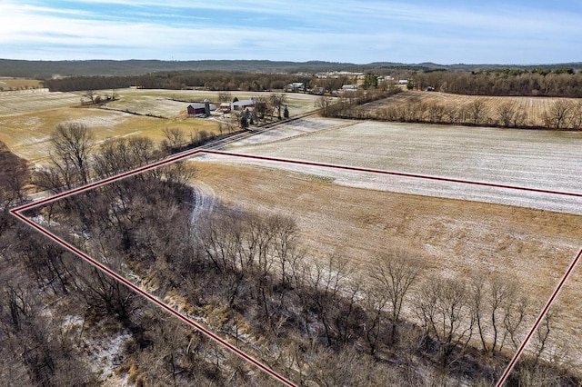 aerial view featuring a rural view