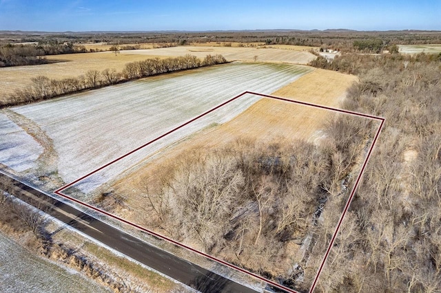 aerial view featuring a rural view