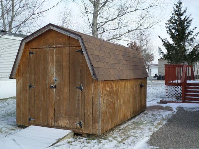 view of snow covered structure