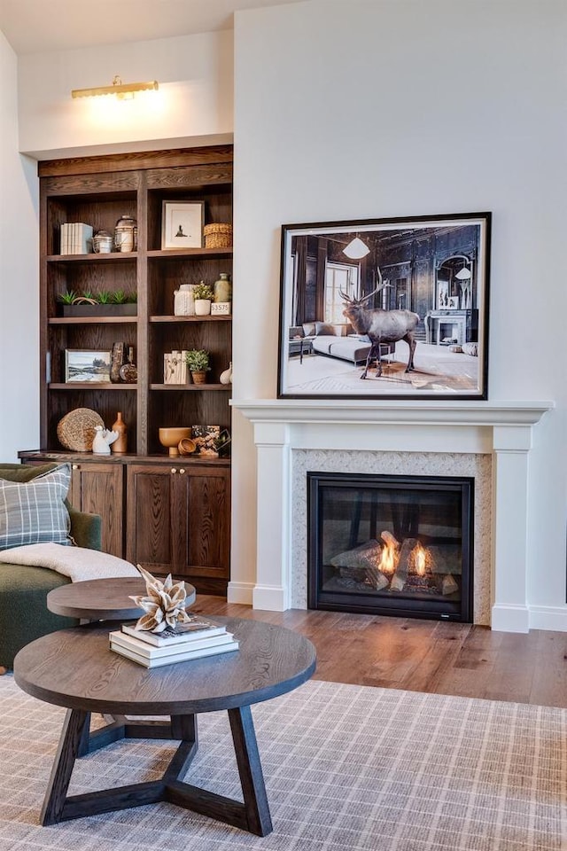 living area with wood-type flooring