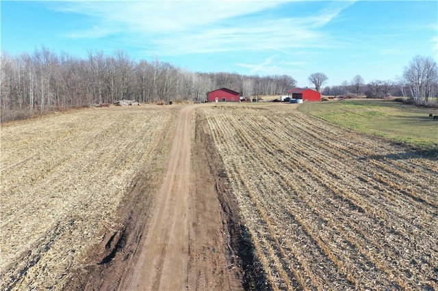 view of road with a rural view