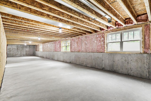 basement with a healthy amount of sunlight