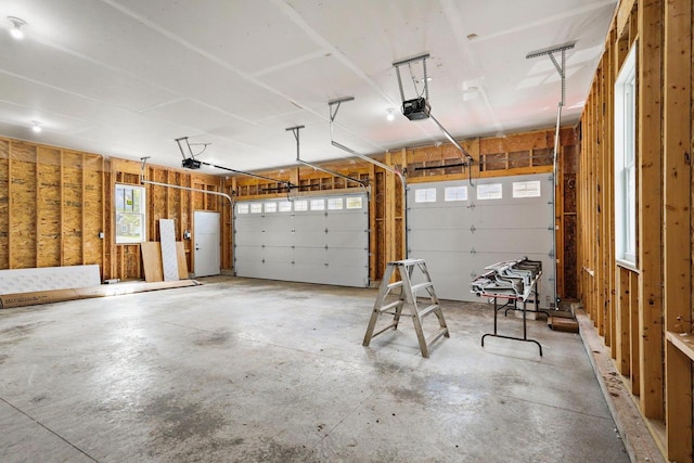 garage with a garage door opener