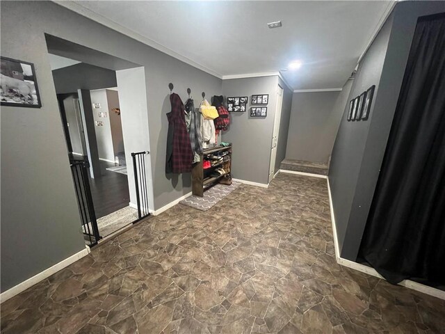 mudroom with crown molding