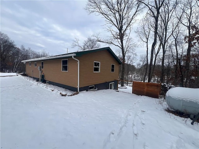 view of snow covered exterior