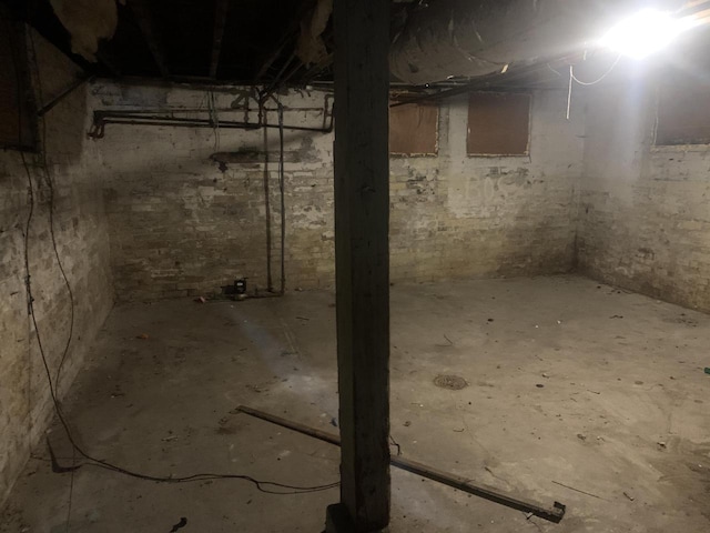 view of unfinished basement