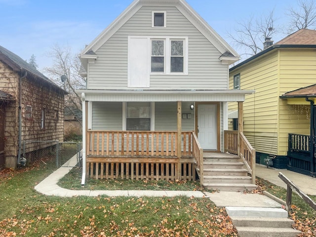 view of front facade featuring covered porch