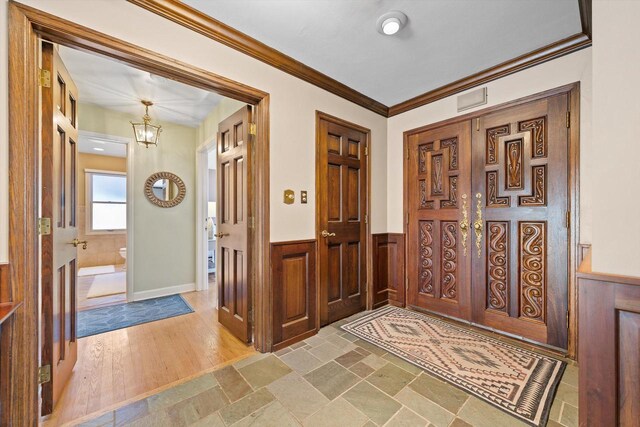 bathroom with toilet, a paneled ceiling, tile patterned floors, walk in shower, and vanity