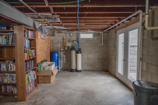 basement with french doors