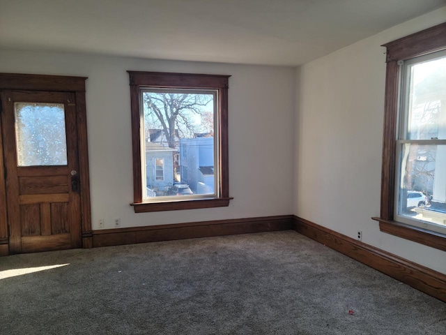 spare room featuring carpet floors and plenty of natural light