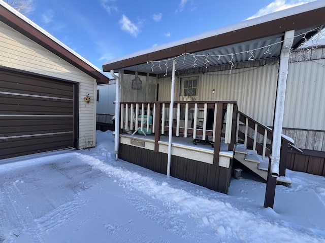 exterior space with a garage