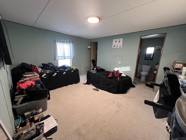 interior space featuring carpet flooring and ensuite bathroom