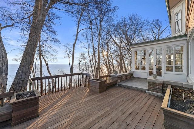 deck with a water view