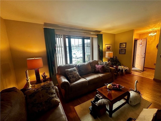 living room with hardwood / wood-style flooring