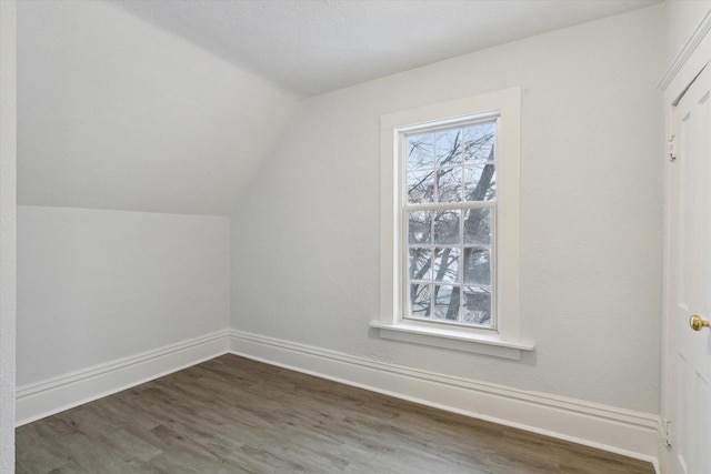 bonus room with dark hardwood / wood-style flooring, a wealth of natural light, and lofted ceiling