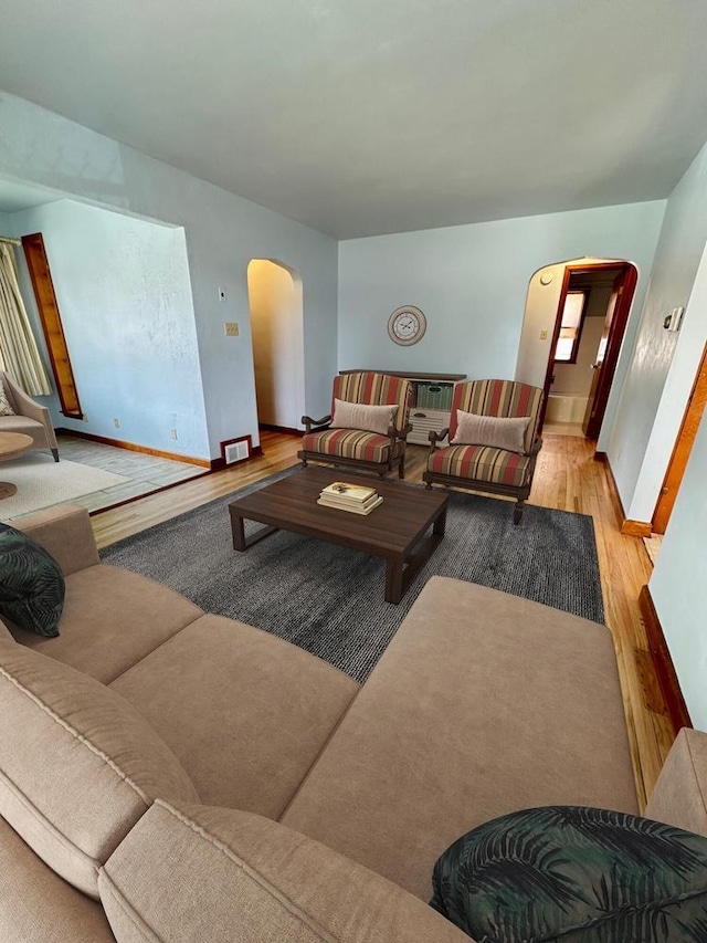 living room featuring light hardwood / wood-style flooring