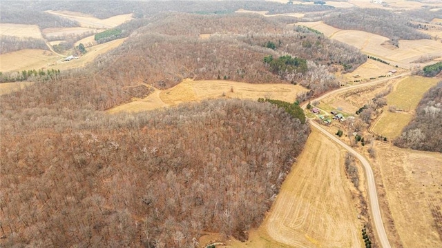 birds eye view of property featuring a rural view