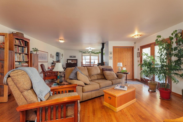 living room with wood-type flooring