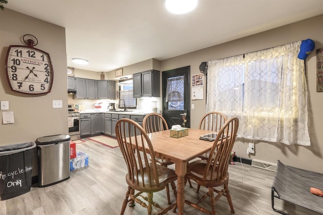 dining space featuring sink