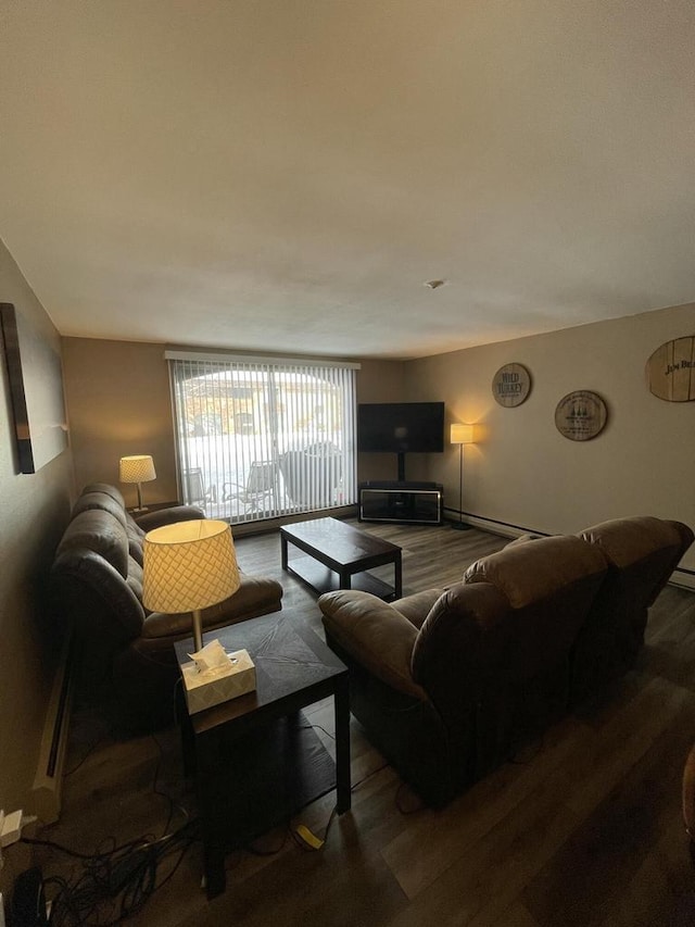 living room with hardwood / wood-style floors