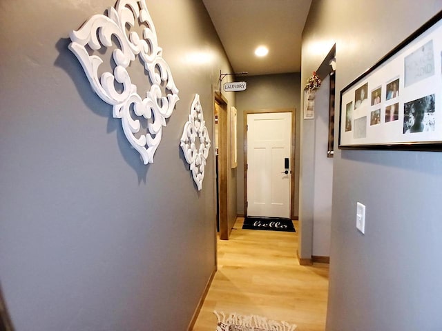 hall featuring light wood-type flooring