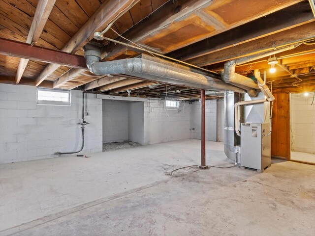 basement with heating unit