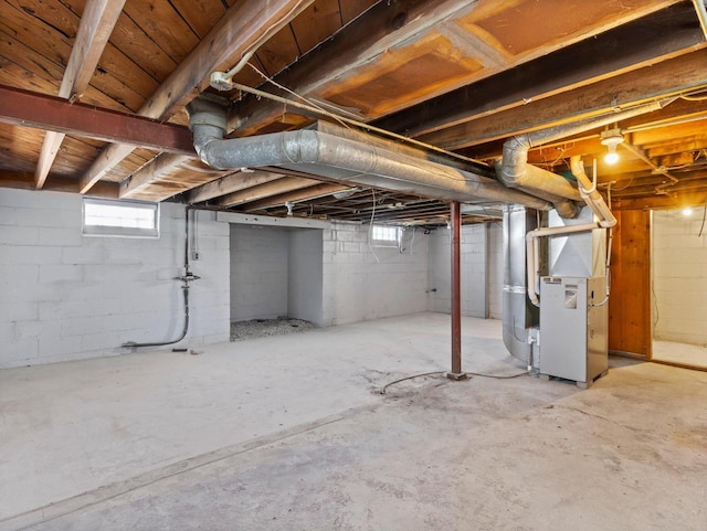 basement with heating unit