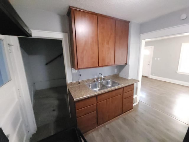 kitchen featuring light wood-type flooring and sink