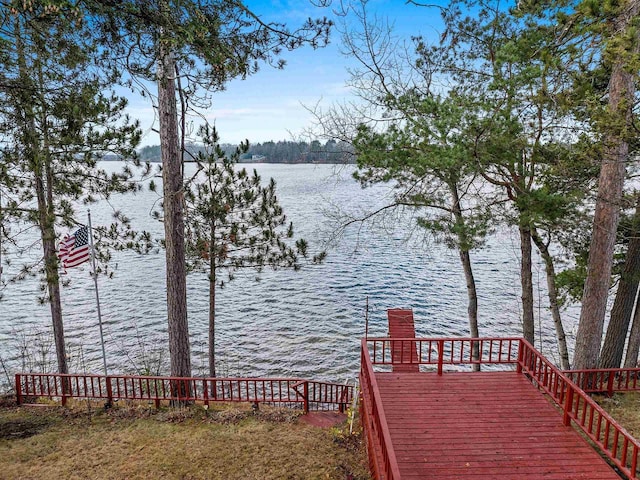 dock area with a water view