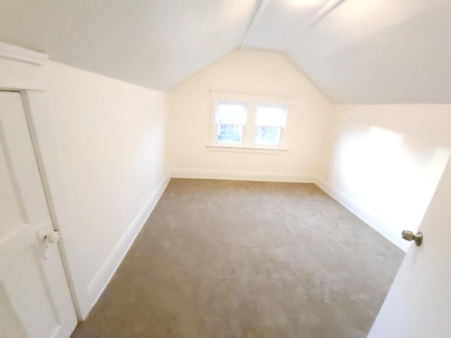 bonus room with carpet floors and vaulted ceiling