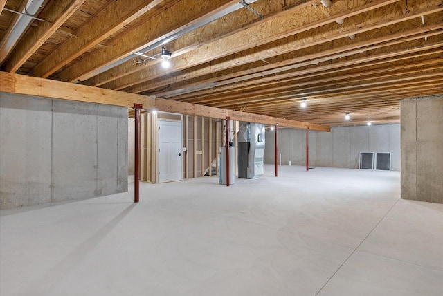 basement with heating unit