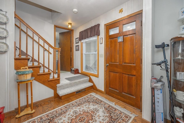 entrance foyer with light wood-type flooring