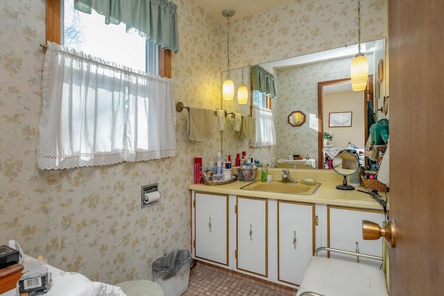 bathroom featuring vanity and tile patterned floors