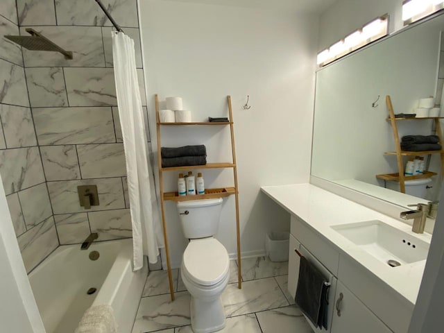 full bathroom with vanity, toilet, and shower / tub combo