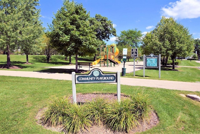 community / neighborhood sign featuring a lawn