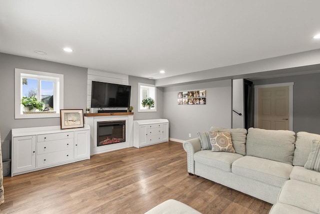 living room featuring light wood-type flooring