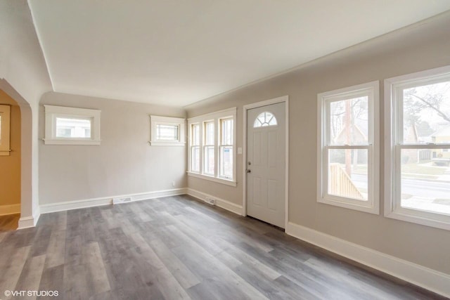 entryway featuring hardwood / wood-style flooring