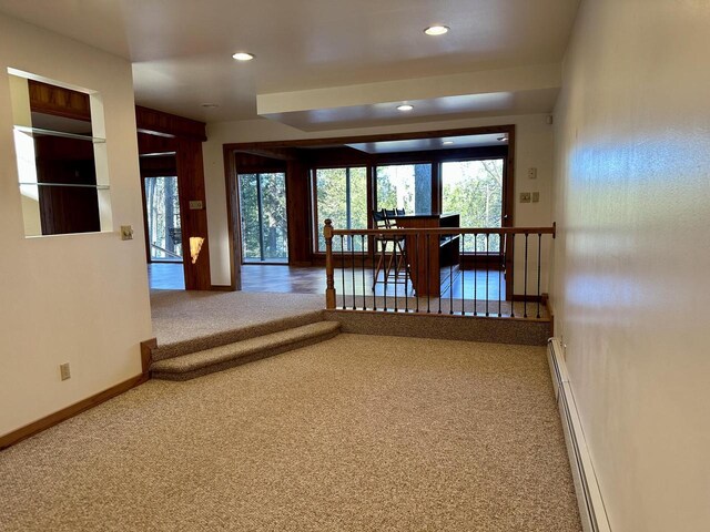 N7859 Lakeside Park Rd, Elkhart Lake, WI 53020 - hallway with a baseboard radiator and carpet