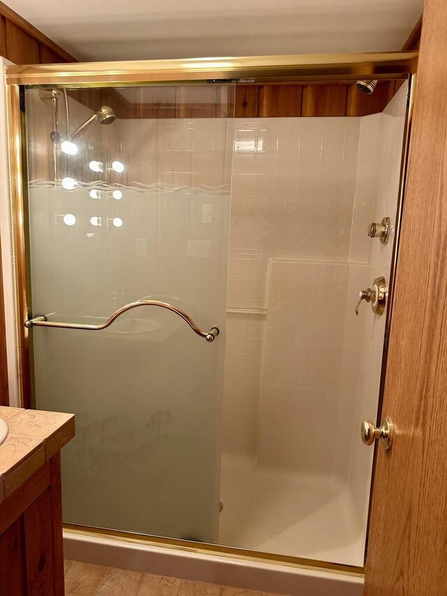 N7859 Lakeside Park Rd, Elkhart Lake, WI 53020 - bathroom featuring vanity and an enclosed shower