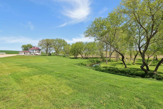 view of yard with a water view