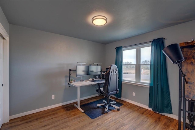 office space featuring hardwood / wood-style flooring