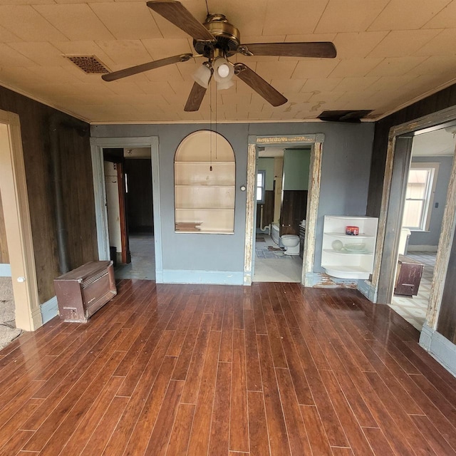 interior space featuring ceiling fan and hardwood / wood-style flooring