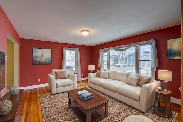 living room with wood-type flooring