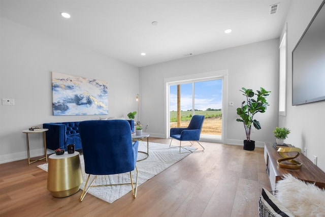 living room with light wood-type flooring