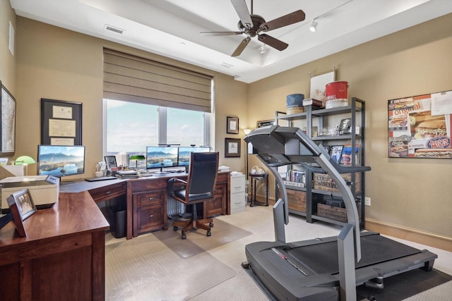 office space with ceiling fan