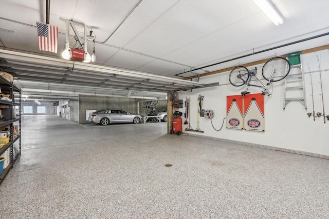 garage with a garage door opener