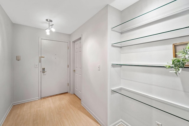 interior space with light hardwood / wood-style floors