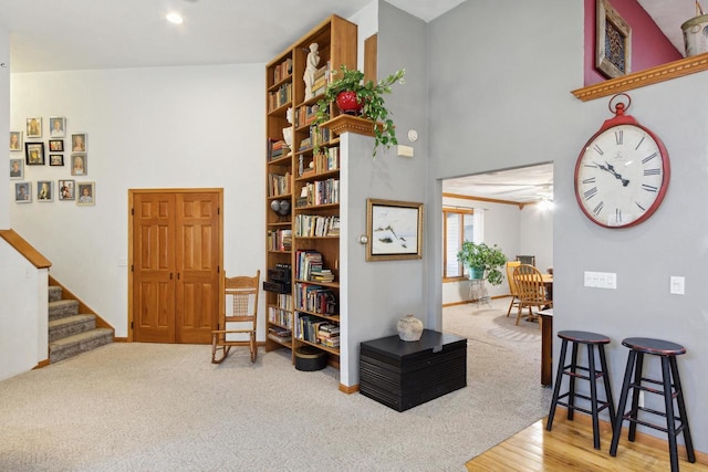 living area featuring hardwood / wood-style flooring