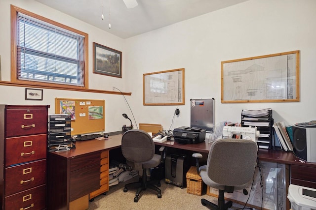 home office with ceiling fan